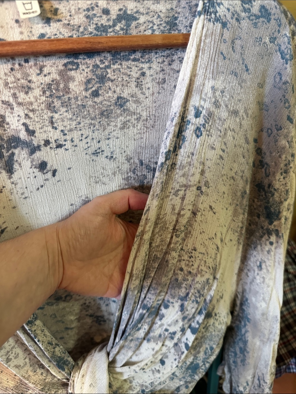 Final Touch Blue and Lilac Speckled Tie-Front Top - Picture 7 of 10
